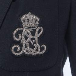 Pre Owned Ralph Lauren Navy Blue Wool Blend Bullion Jacquard Blazer S