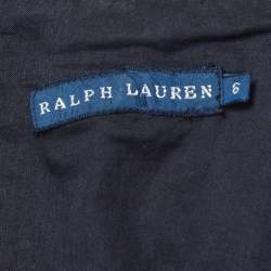 Pre Owned Ralph Lauren Navy Blue Wool Blend Bullion Jacquard Blazer S