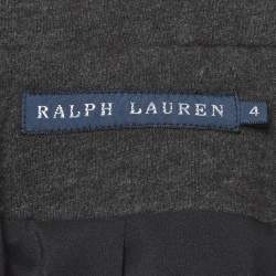 Pre Owned Ralph Lauren Grey Wool Blend RL Embroidered Logo Blazer S