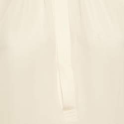 Pre Owned Ralph Lauren Cream Silk Blend Puff Sleeve Blouse S