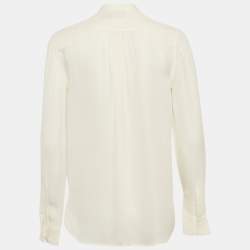 Pre Owned Ralph Lauren Cream Silk Blend Puff Sleeve Blouse S