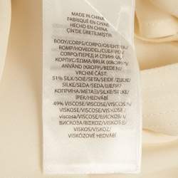 Pre Owned Ralph Lauren Cream Silk Blend Puff Sleeve Blouse S