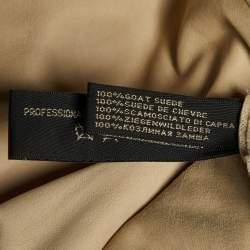 Pre Owned بلوزة رالف لورين بيوج ذات طباعة معدنية بدون أكمام من جلد سويدي مقاس متوسط