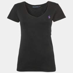 Pre Owned Ralph Lauren Sport Black Jersey V-Neck Top M