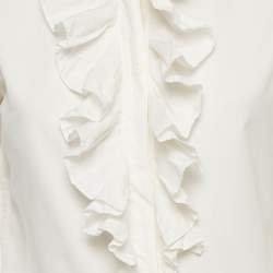 Pre Owned Ralph Lauren Sport White Cotton Ruffle Shirt M