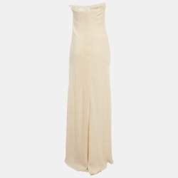 Pre Owned Ralph Lauren Cream Silk Strapless Maxi Dress M
