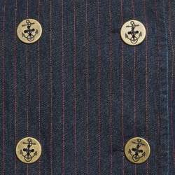 مملوكة مسبقًا جاكيت دنيم مزدوج الصدر مخطط أزرق كحلي رالف لورين مقاس صغير