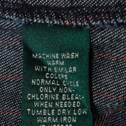 مملوكة مسبقًا جاكيت دنيم مزدوج الصدر مخطط أزرق كحلي رالف لورين مقاس صغير