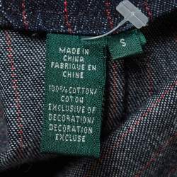 مملوكة مسبقًا جاكيت دنيم مزدوج الصدر مخطط أزرق كحلي رالف لورين مقاس صغير