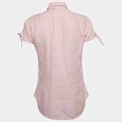 Pre Owned Polo Ralph Lauren Pink Linen Short Sleeve Shirt S