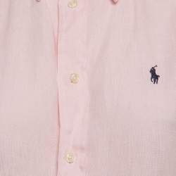 Pre Owned Polo Ralph Lauren Pink Linen Short Sleeve Shirt S