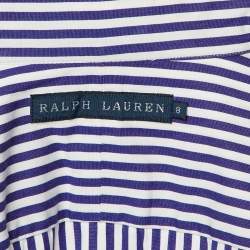 Pre Owned Ralph Lauren Navy Blue & White Striped Cotton Shirt M