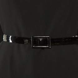 Pre Owned Ralph Lauren Black Crepe Cape Detail Belted Midi Dress M