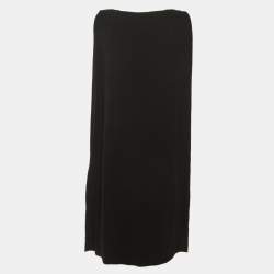 Pre Owned Ralph Lauren Black Crepe Cape Detail Belted Midi Dress M