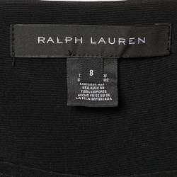 Pre Owned Ralph Lauren Black Crepe Cape Detail Belted Midi Dress M