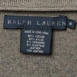 Pre Owned Ralph Lauren Grey Knit & Leather Trim Wrap Skirt M