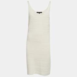 مملوكة مسبقًا Ralph Lauren White Pointelle Knit Mini Dress L
