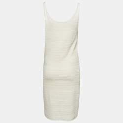 Pre Owned Ralph Lauren White Pointelle Knit Mini Dress L