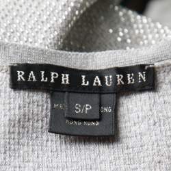 Ralph Lauren Grey Rib Knit Bead Embellished Sleeveless Tank Top S
