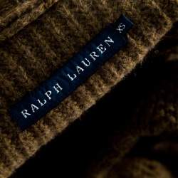 Pre Owned Ralph Lauren Brown Wool and Angora Knit Fur Panel Detail Zip Front Jacket XS