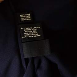 Pre Owned Ralph Lauren Navy Blue Silk Satin Pleat Detail Button Front Shirt S