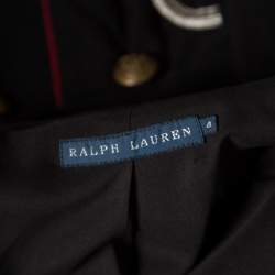 Pre Owned جاكيت رالف لورين ميليتري قطن أسود تويل ميتاليك حبل مزخرف S