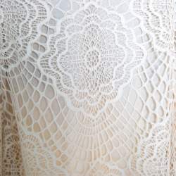 Pre Owned Ralph Lauren Beige Floral Scalloped Lace Flared Mini Skirt S