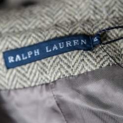 Pre Owned Ralph Lauren Beige and Grey Suede Elbow Patch Detail Wool Alpaca Blazer S