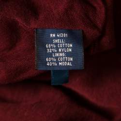 Pre Owned Ralph Lauren Burgundy Cotton Knit Sleeveless Fit and Flare Maxi Dress XS