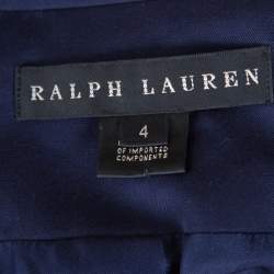 Pre Owned Ralph Lauren Navy Blue Logo Button Detail Double Breasted Coat S