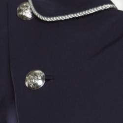 Pre Owned Ralph Lauren Navy Blue Logo Button Detail Double Breasted Coat S