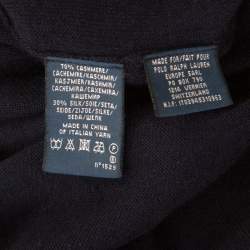 Pre Owned Ralph Lauren Navy Blue Cashmere and Silk Knit Polo Midi Dress XS