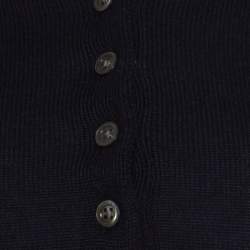 Pre Owned Ralph Lauren Navy Blue Cashmere and Silk Knit Polo Midi Dress XS
