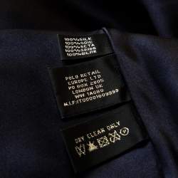 Pre Owned Ralph Lauren Midnight Blue Silk Pleated Bandeaux Bodice Evening Gown S