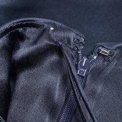 Pre Owned Ralph Lauren Midnight Blue Silk Pleated Bandeaux Bodice Evening Gown S