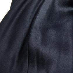 Pre Owned Ralph Lauren Midnight Blue Silk Pleated Bandeaux Bodice Evening Gown S