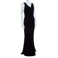 Pre Owned Ralph Lauren Collection Black Velvet Cowl Neck Sleeveless Gown M