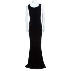 Pre Owned Ralph Lauren Collection Black Velvet Cowl Neck Sleeveless Gown M