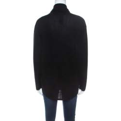 Pre Owned Ralph Lauren Black Cashmere and Silk Draped Waterfall Cardigan M