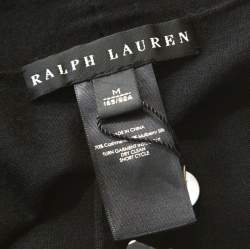 Pre Owned Ralph Lauren Black Cashmere and Silk Draped Waterfall Cardigan M