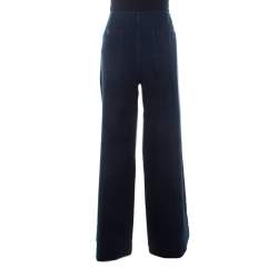 Pre Owned Ralph Lauren Indigo Dark Wash Denim Wide Leg Pleated Trousers L