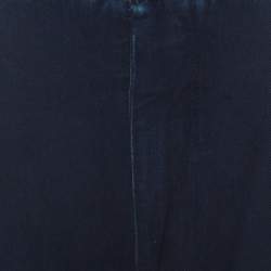 Pre Owned Ralph Lauren Indigo Dark Wash Denim Wide Leg Pleated Trousers L