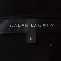 Pre Owned Ralph Lauren Black Stretch Knit Leather Trim Detail Shift Dress L