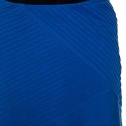 Pre Owned Ralph Lauren Blue Cotton Pintuck Detail Maxi Skirt S
