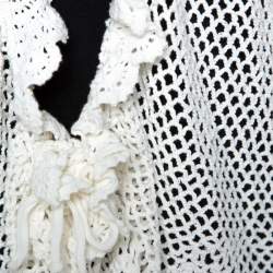 Pre Owned Ralph Lauren White Crochet Hand Knitted Cardigan M