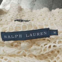 Pre Owned Ralph Lauren White Crochet Hand Knitted Cardigan M