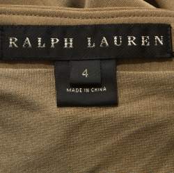 Pre Owned Ralph Lauren Khaki Stretch Knit One Shoulder Midi Dress S