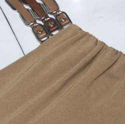 Pre Owned Ralph Lauren Khaki Stretch Knit One Shoulder Midi Dress S