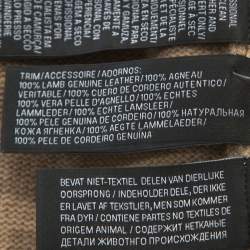 Pre Owned Ralph Lauren Beige Cashmere Knit Leather Trim Cardigan M