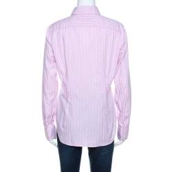 مملوكة مسبقًا Ralph Lauren Pink Striped Cotton Oxford Super Slim Fit Shirt M
